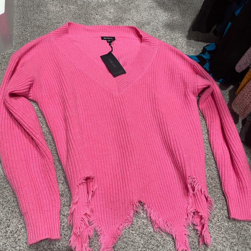 NWT pink oversized jagged edge sweater.
